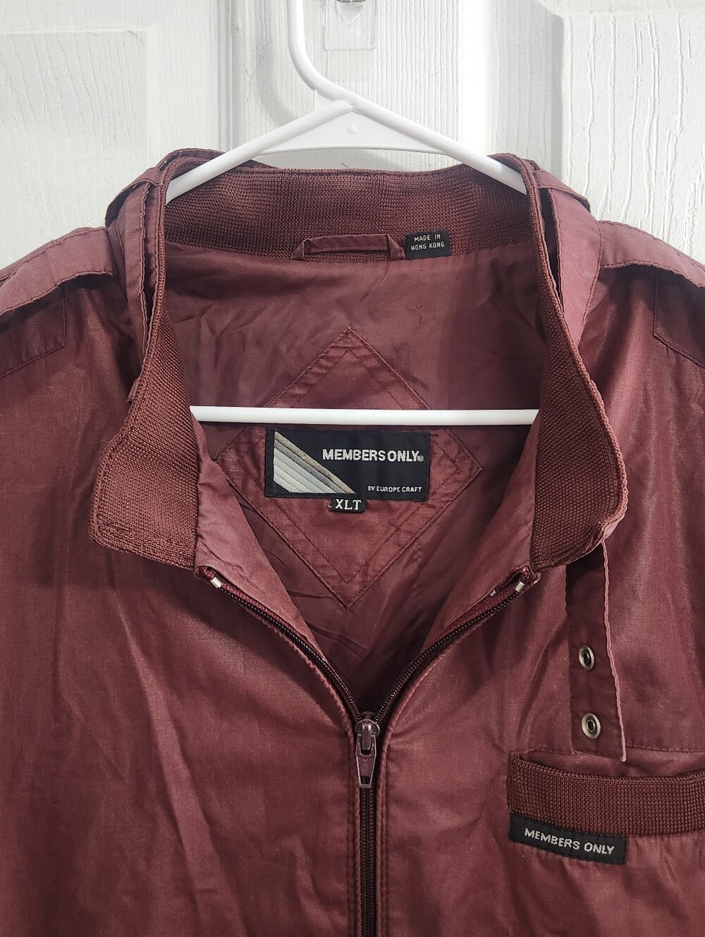 Vintage 80s members only racing bomber jacket burgundy men's XLT military - Picture 5 of 10